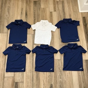 Boys School Uniform Lot Blue/White Polo Shirts Khaki Shorts/Pants Size XS (4-5) - Picture 1 of 3
