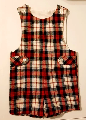 Mono corto a cuadros rojo Good Lad de colección Good Lad EE. UU. con botones transparentes mezcla de lana 4T Foto 1 de 4