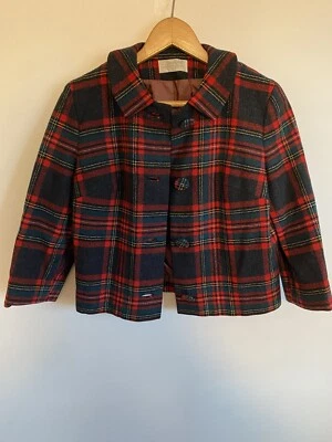 Pendleton Womens Holiday Plaid Buttoned Jacket Christmas Size 10 Wool Vintage - Image 1 of 4