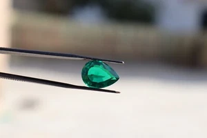 Synthetic Green Nano Emerald Pear Lab Created Faceted Loose Gemstone5x7 to8x10mm - Picture 1 of 24