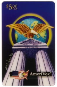 Tarjeta telefónica TK 31a/Phonecard Amerivox $5. Águila Nyson II en la parte superior del templo romano - Imagen 1 de 2