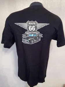 Stussy US Route 66 Americas Highway T-Shirt Medium Black Classic Truck Historic - Picture 1 of 20