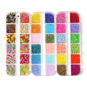 2400X 2mm Colorful Glass Rice Bead Boxed Set Necklace Beaded Jewelry Accessories