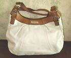 Coach White And Tan Soho Tote Satchel Top Handle Leather Purse