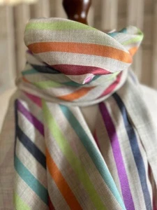 Pasteles Múltiples Rayas Fina Lana Ligera y Pashmina de Seda de Pashmina Love - Imagen 1 de 3