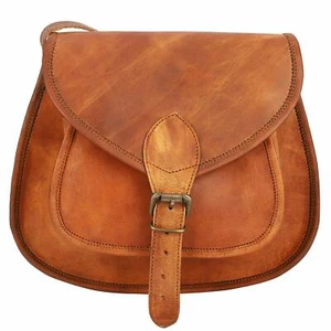 New Women Girls Vintage Brown Leather Messenger Cross Body Bag Handmade Purse - Picture 1 of 3