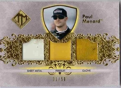 PAUL MENARD 2012 Total Memorabilia Gold Race Glove Firesuit Sheet Metal 31/50  ( - Image 1 of 2