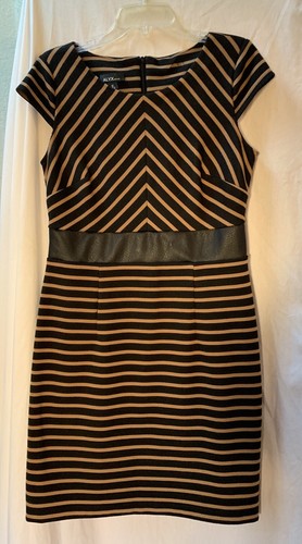 Abito Alyx nero marrone a righe impero in vita taglia 10