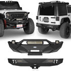 Stubby Front Bumper + Rear Bumper w/ LED Light Bar for 07-18 Jeep Wrangler JK Jeep CJ7