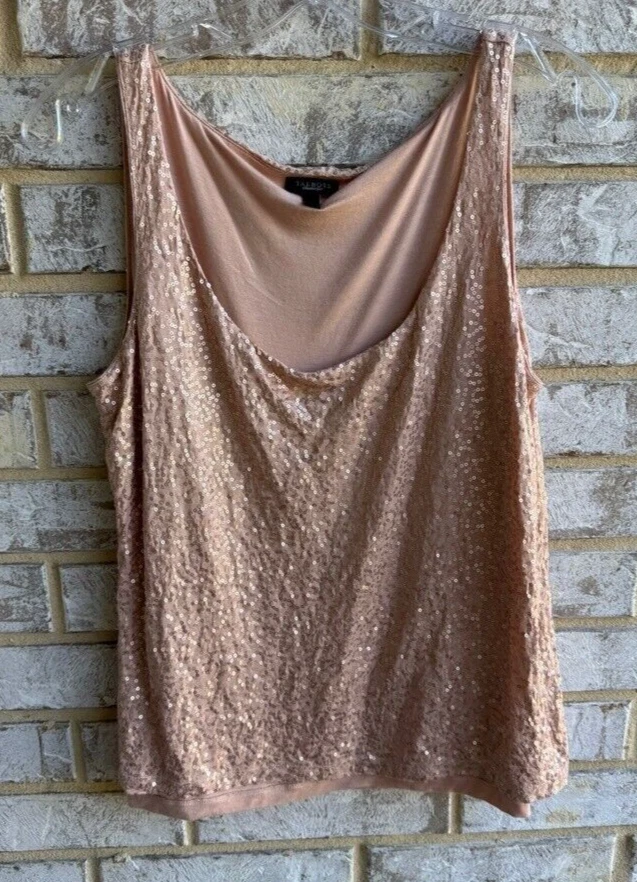 Talbots Sleeveless Lined Scoop Neck Sequin Tank Top Women's Size L - Image 1 of 4