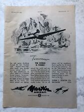 1943 Aircraft Advert MARTIN AIRCRAFT GLENN BALTIMORE THE WORLD IS YOURS