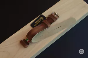 22 mm Cinturino artigianale militare Handmade pelle Pull Up Leather Watch Strap - Picture 1 of 11