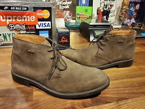 $1 AUCTION Mens Size 8 CLARKS Gore Tex Brown Suede Ankle Lace Up Boots Very Nice