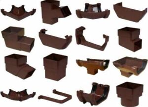 Brown Square Floplast 114mm Gutter and 65mm Pipe Fittings Selection of Fittings