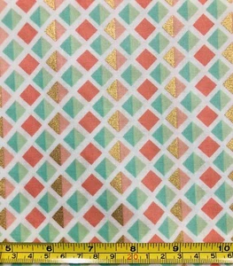Tina Scrap 9"x21" Abstract Diamond Tringle Metallic Gold Geometric FABRIC COTTON - Picture 1 of 2
