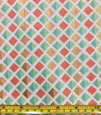 Tina Scrap 9"x21" Abstract Diamond Tringle Metallic Gold Geometric FABRIC COTTON - Image 1 of 2