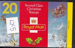 GB LX5 1993 Christmas Barcode Booklet 20 x 2nd Class (19p) - complete