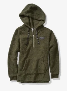 Chaqueta con Capucha Sherpa Victoria's Secret ROSA Verde Oliva Media Cremallera Pullover Talla L - Imagen 1 de 1
