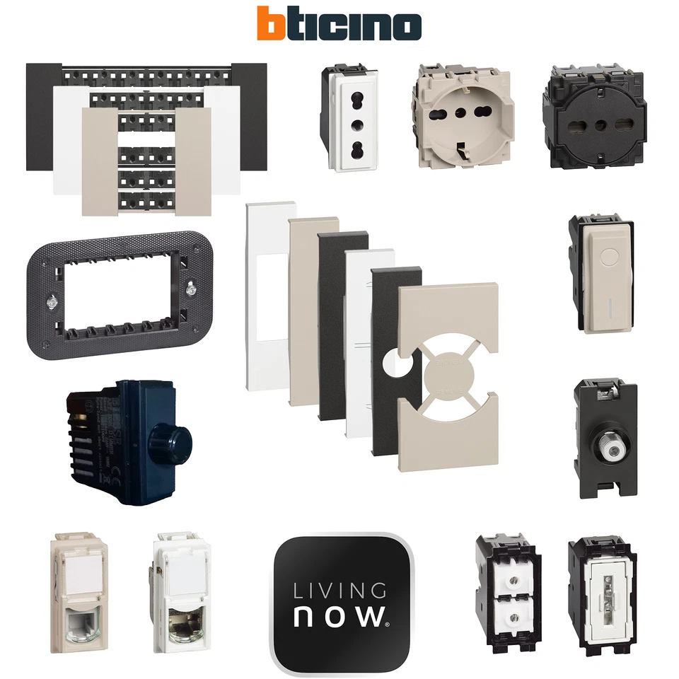 BTICINO LIVING NOW  SERIE COMPATIBILE PLACCHE ,INTERUTTORI, PRESE, PULSANTI ,USB - Imagen 1 de 4