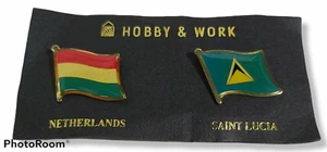 74701 052/ SPILLA PINS - 2 bandiere - Olanda e Saint Lucia - Hobby & Work - Picture 1 of 5