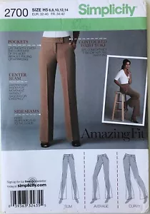 Simplicity 2700 Misses / Miss Petite Amazing Fit Pants Sewing Pattern Sz 6-14 - Picture 1 of 1