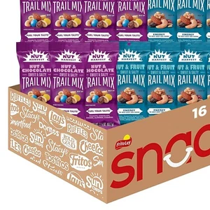 16-Pack Assorted Trail Mix: Nut & Chocolate and Fruit Mix for Energetic Snacking - Picture 1 of 8