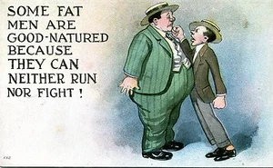 Vintage COMIC Postcard FAT MAN Can Neither Run nor Fight! skinny man - Picture 1 of 2