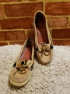 Sperry Top Sider Angelfish Tan Leopard Womens 6M Boat Shoes 9102815 Sparkly 2806 - Picture 1 of 8