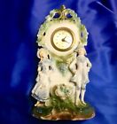 Antique Mercedes Hauser German Porcelain Holy Water Wind Up Mantel Clock