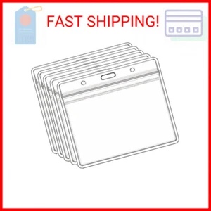 Badge Holders Cards Protector, 4 X 3 in Horizontal ID Card Name Tag Holder Clear - Picture 1 of 2