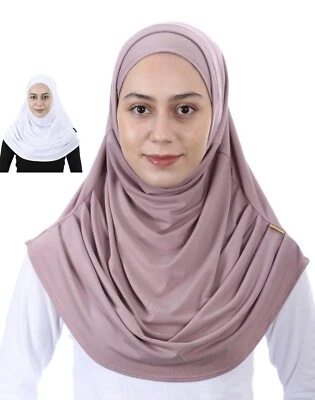 Hijab Fertig Kopftuch 20 Farben 2-teilig Bonnet Bone Abaya Amira Niqap Praktisch - Bild 1 von 4