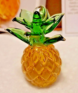 Pier 1 Pineapple Blown Glass Hospitality Pineapple Figurine Decor 2.75" NIB