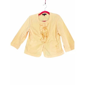 Chaqueta corta Talbots para mujer talla 8 amarilla con volantes botones delanteros mangas 3/4 - Imagen 1 de 10