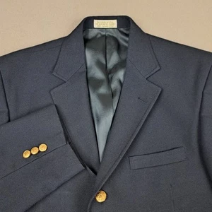 Orvis Blazer Men's 42 Long Navy Hopsack Gold Button Fly Fishing Knit Wool Poly - Picture 1 of 15