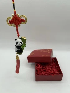 Panda Chines Knot Hanging Ornament Red Tassel Good Luck Charm Gift Box Included - Picture 1 of 7