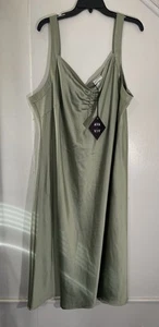Ava & Viv Women's Satin Midi A-Line Dress - Sage Green XXXL - Picture 1 of 12