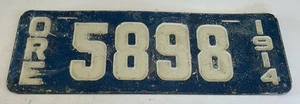 Vintage 1914 Oregon License Plate, Unrestored - Picture 1 of 2