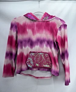 Wonder Nation Kids Tie Dye Mermaid Scale Sequin Hooded Shirt M 7-8 - Picture 1 of 7