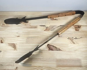 Wood Handle Grill Tongs Fish Design - Picture 1 of 9