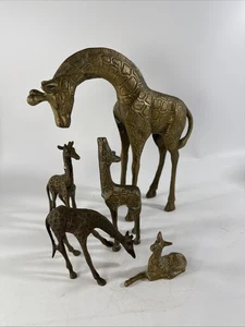 Vintage Giraffe Solid Brass  lot of 5 - Picture 1 of 15