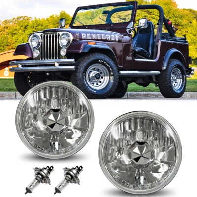 Pairs Headlights Lamps For 1959-1983 Jeep CJ-5 1976-1986 CJ-7 1963-1977 Wagoneer - Image 1 of 4