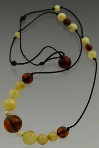 Genuine BALTIC AMBER Round Square Beads Knotted Necklace Choker 6.1g 181113-15 - Picture 1 of 4