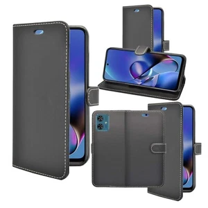 Funda billetera abatible de cuero PU con soporte para tarjetas para Motorola G54 5G - Imagen 1 de 48
