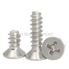 Nickeled Steel Phillips Countersunk Self Tapping Screws Flat Point Tail