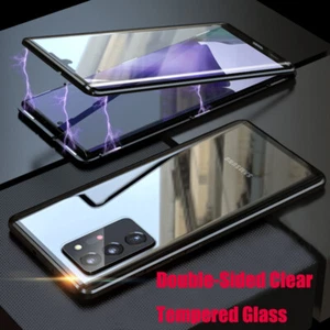 Double Side Tempered Glass Phone Cover 360° Magnetic Adsorption Metal Frame Case - Picture 1 of 26