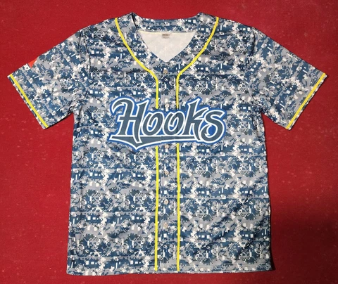 CORPUS CHRISTI HOOKS Blue Camo Military Jersey Yellow Accents L Astro AA Cover