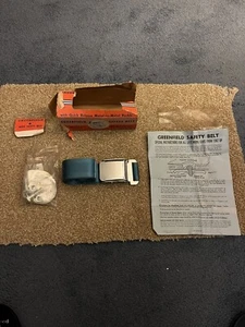 1960'S VINTAGE GREENFIELD NOS AUTO SAFETY SEAT BELT BLUE W/HARDWARE RAT ROD - Imagen 1 de 8