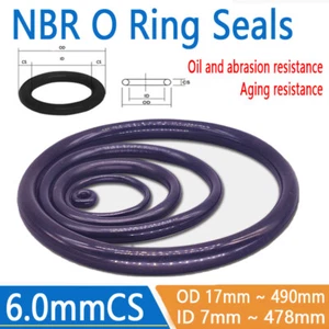 6mm Cross Section Nitriles Rubber O Ring NBR 5mm - 478mm ID Oil Resistant Seals - Picture 1 of 10