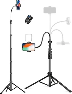 Phone Tripod 86" Tall Tripod for Iphone w/ Flexible Gooseneck & Remote Portable - Picture 1 of 8