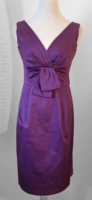 Vestido Nanette Lepore Cuello en V Ciruela/Púrpura Brillo Sin Mangas Cintura Imperio - Talla 4 Foto 1 de 4